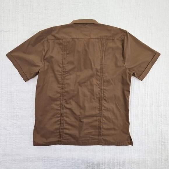 Omega Cubavera Shirt Mens XL Button Down Brown Embroidered 4 Pocket Italy EUC LN - Picture 12 of 14
